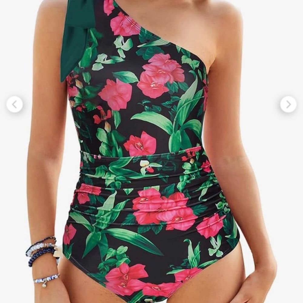 Grace Karin Floral One-Shoulder Swimsuit Size Medium
